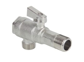 TEBO Кран шаровой угловой с фильтром для сантехприборов Н-Н 1/2"х1/2", хром