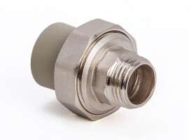 Lammin Муфта комбинированная разъемная PP-R 20х1" НР серый