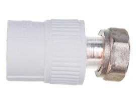 Lammin Муфта PP-R с накидной гайкой 20х1/2" ВР белый