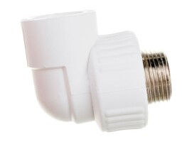 Lammin Угольник комбинированный PP-R 25х1/2" НР белый