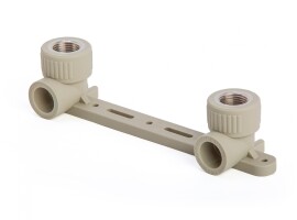 Lammin Угольник с креплением двойной PP-R 20х1/2" ВР серый