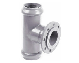 Тройник напорный Хемкор НПВХ с металлическим фланцем