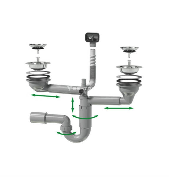Сифон для двойной мойки на кухню с переливом как собрать