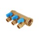 Hoobs Коллектор латунный с шаровыми кранами 3/4"x2x1/2"EK, синие ручки-0
