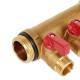 Hoobs Коллектор латунный с шаровыми кранами 3/4"x3x1/2"EK, красные ручки-0