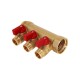 Hoobs Коллектор латунный с шаровыми кранами 3/4"x3x1/2"EK, красные ручки-1