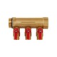 Hoobs Коллектор латунный с шаровыми кранами 3/4"x3x1/2"EK, красные ручки-2