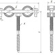 ТМС Хомут двойной М8, 32-35 мм, 1" винт-шуруп М8х90 мм + дюбель-3